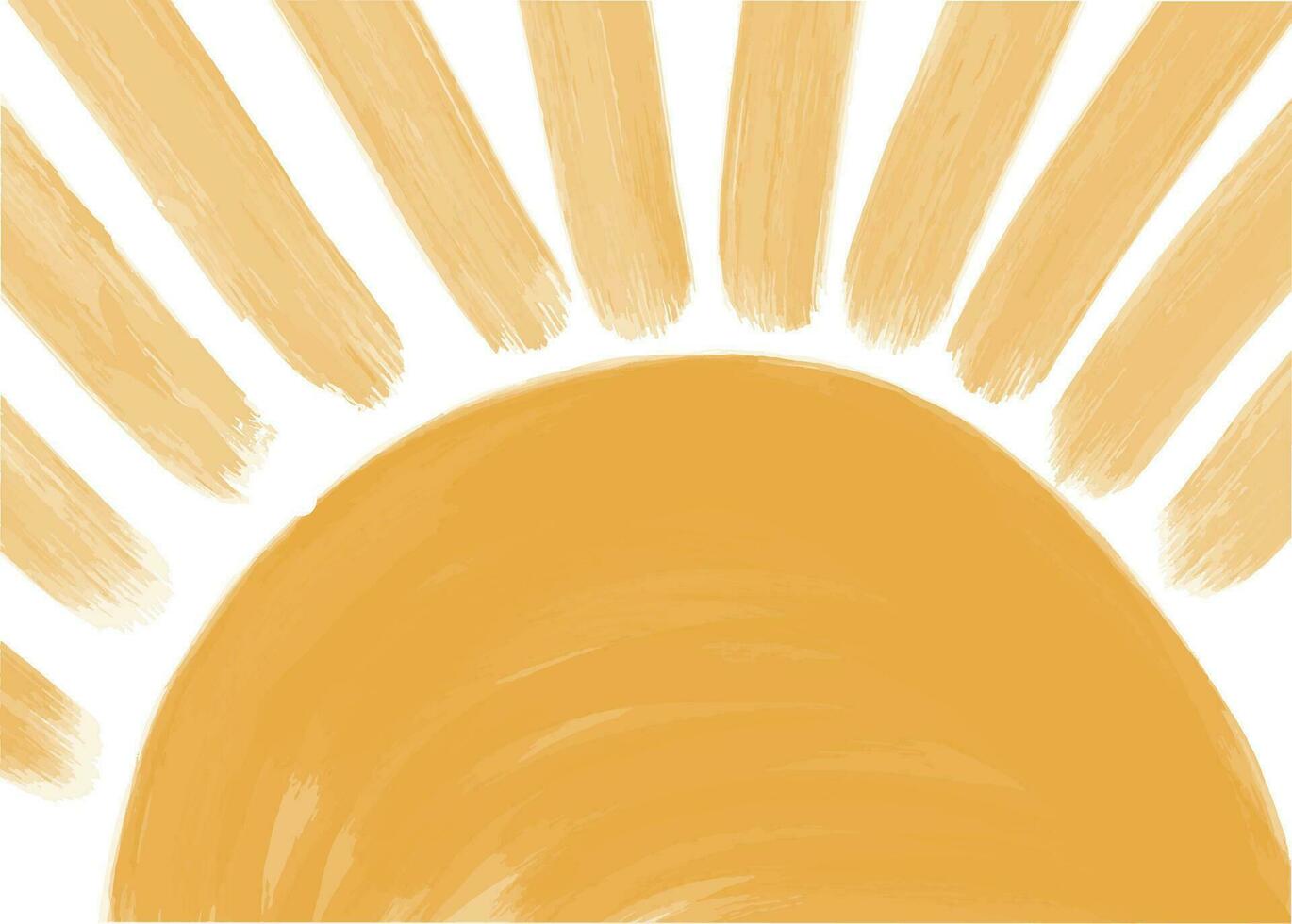 Watercolor Boho Yellow Sun Sunshine Summer Background Illustration vector