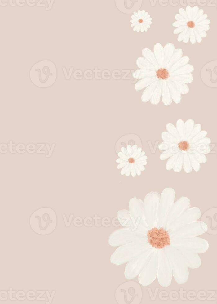 Modern Daisy Template with beige background for greeting cards, signs, baby shower, bridal shower, birthday party as a poster, invitation, welcome sign, thank you card or just as decoration photo