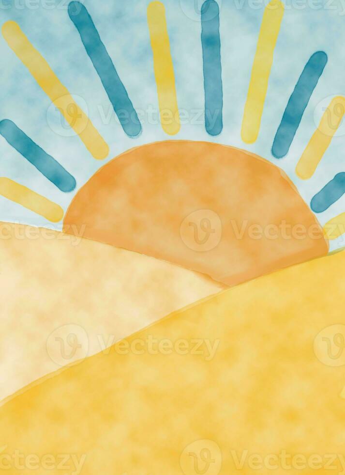 Sun Landscape Background for a Here Comes the Son Sunshine Baby Shower Theme. Ready for posters, bannes, cards, invitations and more. Just add the text in any editor you wish photo