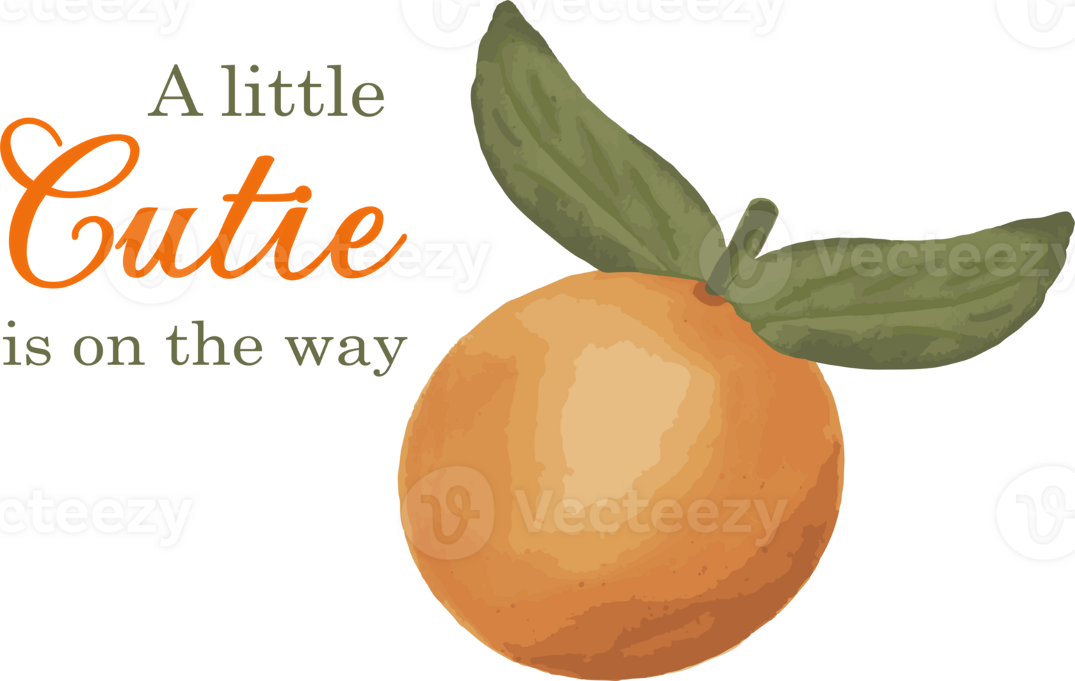 Little Cutie Citrus Themed Orange Baby Shower Illustration with fruit