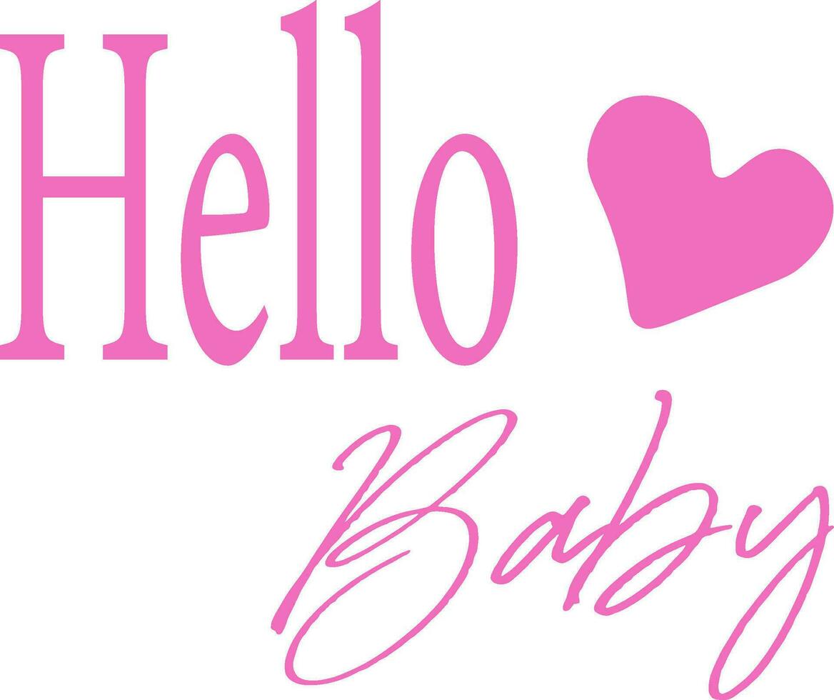 Hello Baby Blush Pink Sign Calligraphy vector