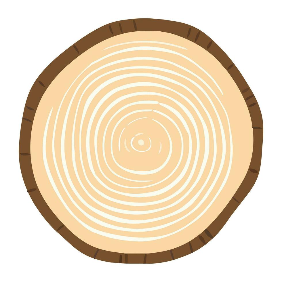 Tree trunk wood ring. Tree trunk cross section. wood slice cut isolated on white background. vector