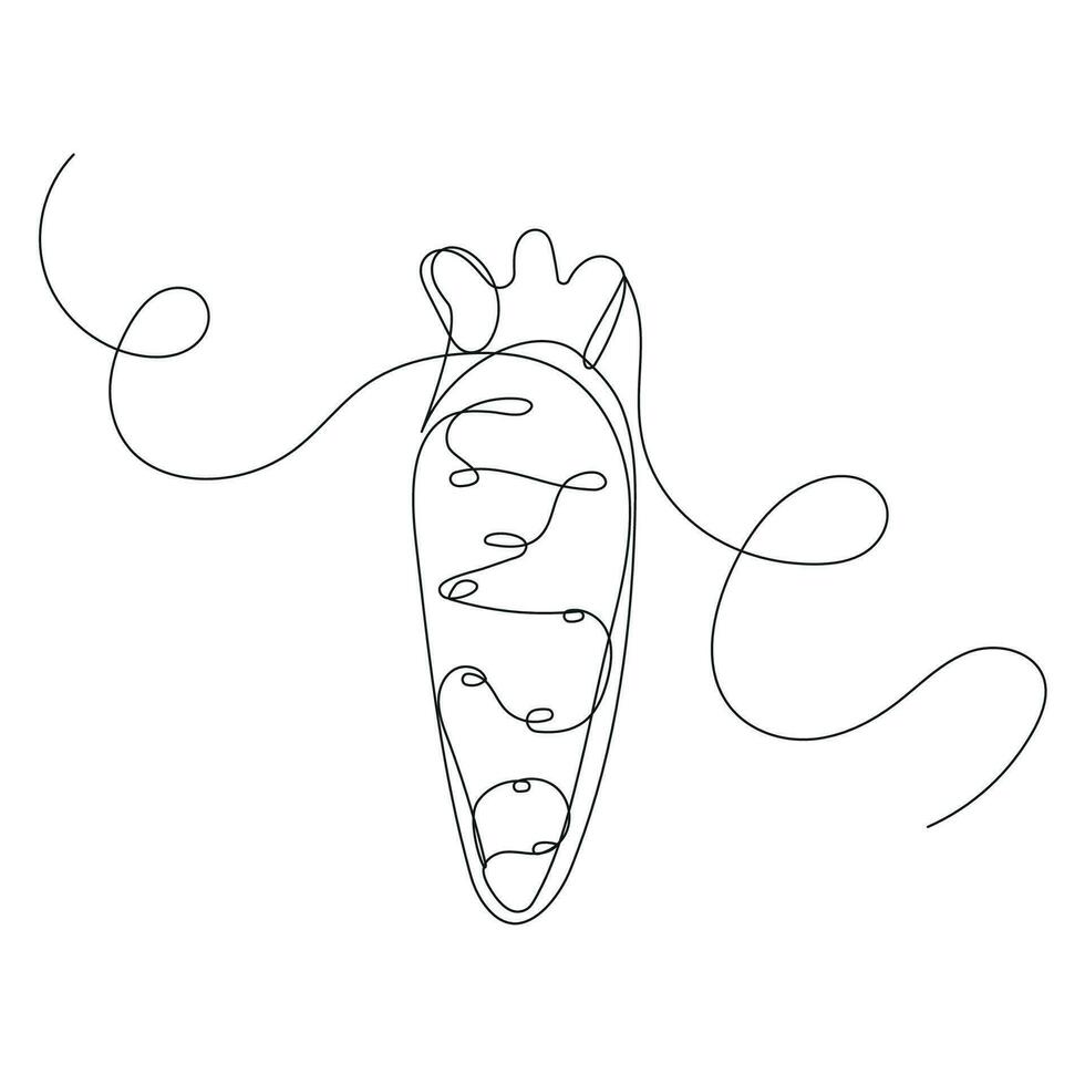 Carrot in line art style. Continuous line art illustration of vegetable. Vector food