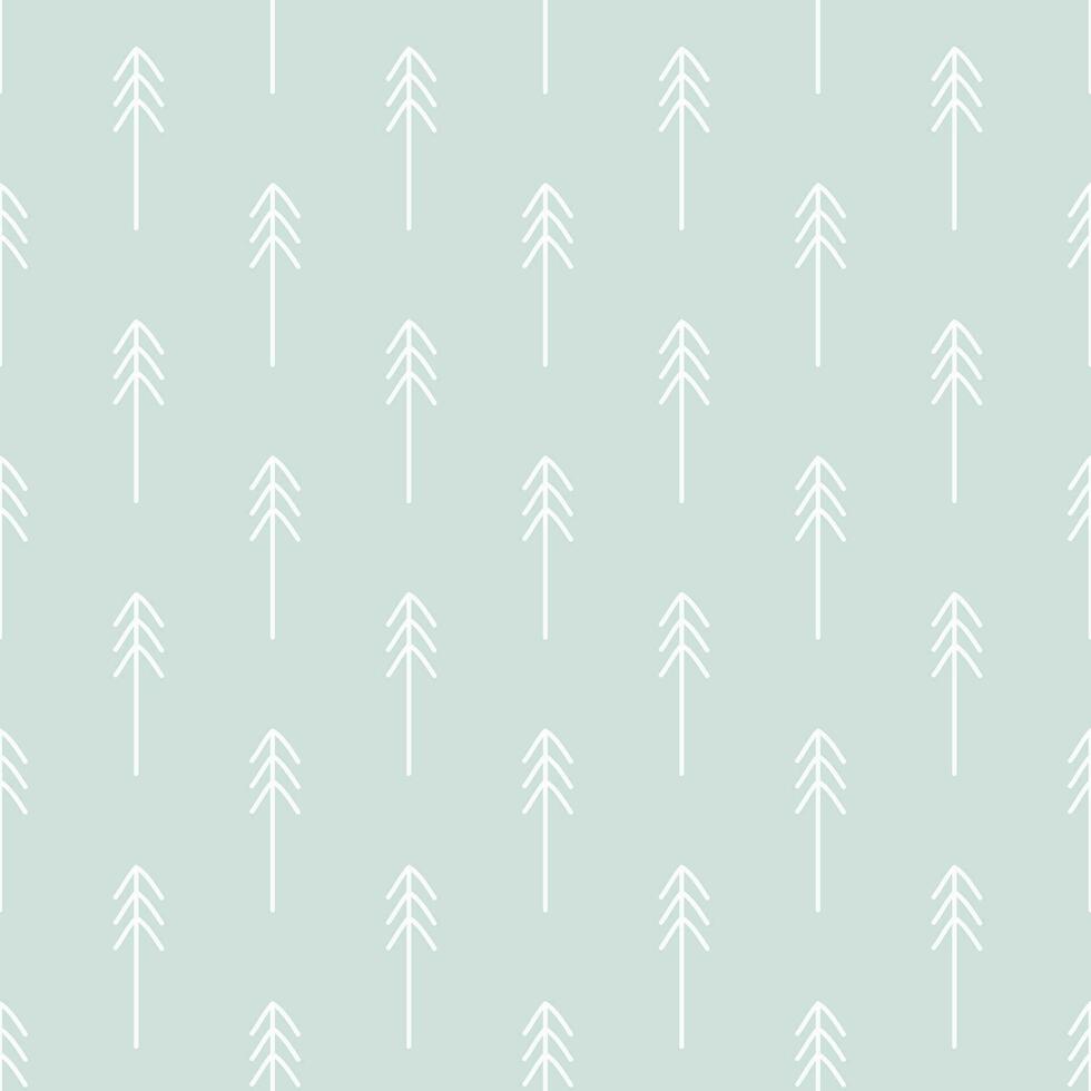 Hand drawn seamless Christmas pattern for fabric, textile, wrapping. Vector background with Christmas doodle trees