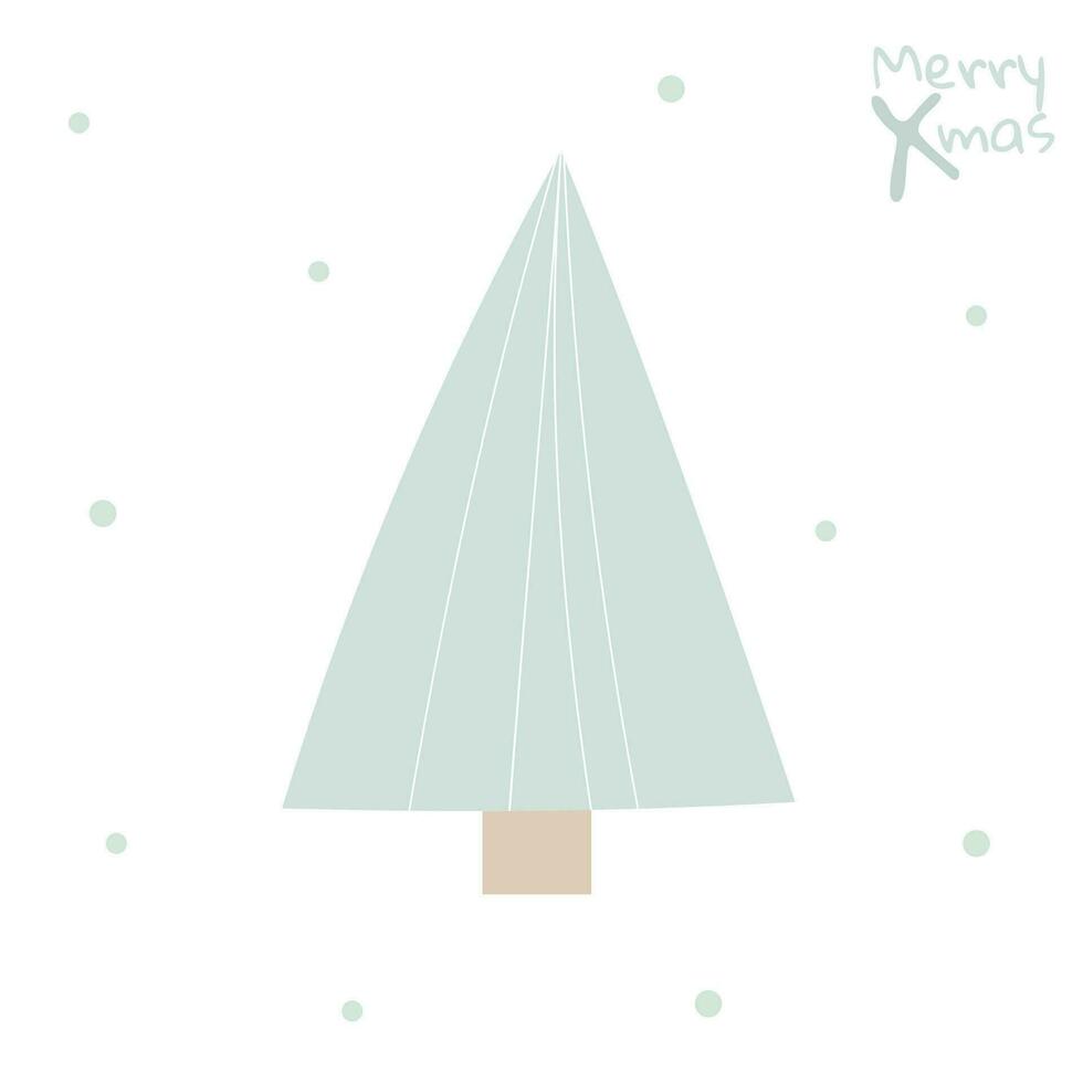 escandinavo minimalista tarjeta postal con Navidad árbol. ligero verde árbol mano dibujado vector