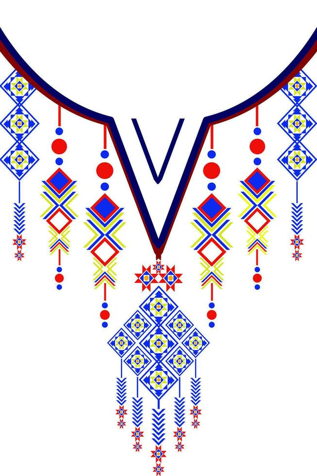 étnico collar cordón modelo tradicional en blanco antecedentes. azteca estilo bordado resumen vector ilustración. diseños para moda, Moda mujer, caftán para mujer