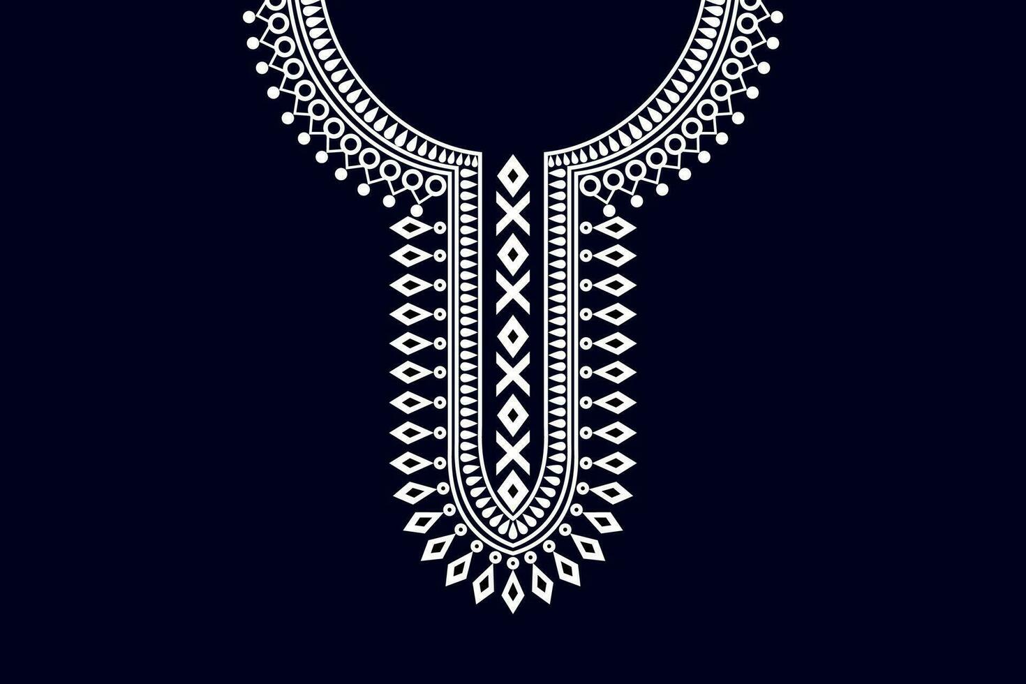 étnico collar cordón modelo tradicional en negro antecedentes. collar bordado resumen vector ilustración. diseños para moda, Moda hombres, Moda mujer, caftán, collar patrón, collar modelo