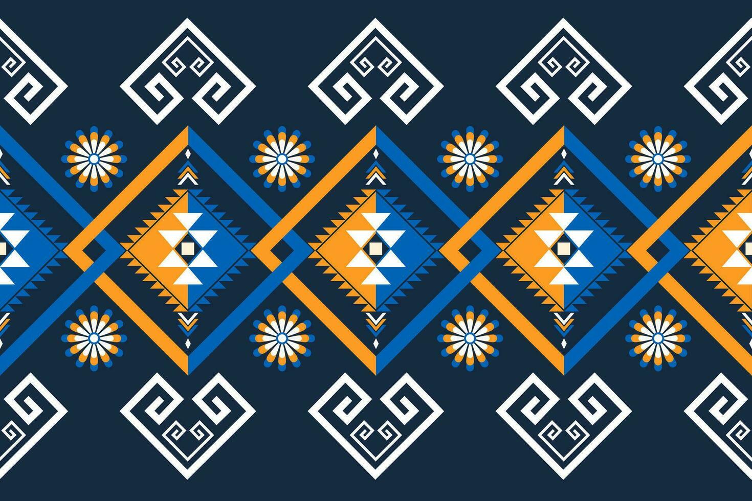 ethnic geometric seamless pattern. Geometric dark blue background. Design for fabric, clothes, decorative paper, wrapping, embroidery, illustration, vector, batik pattern, ethnic pattern vector