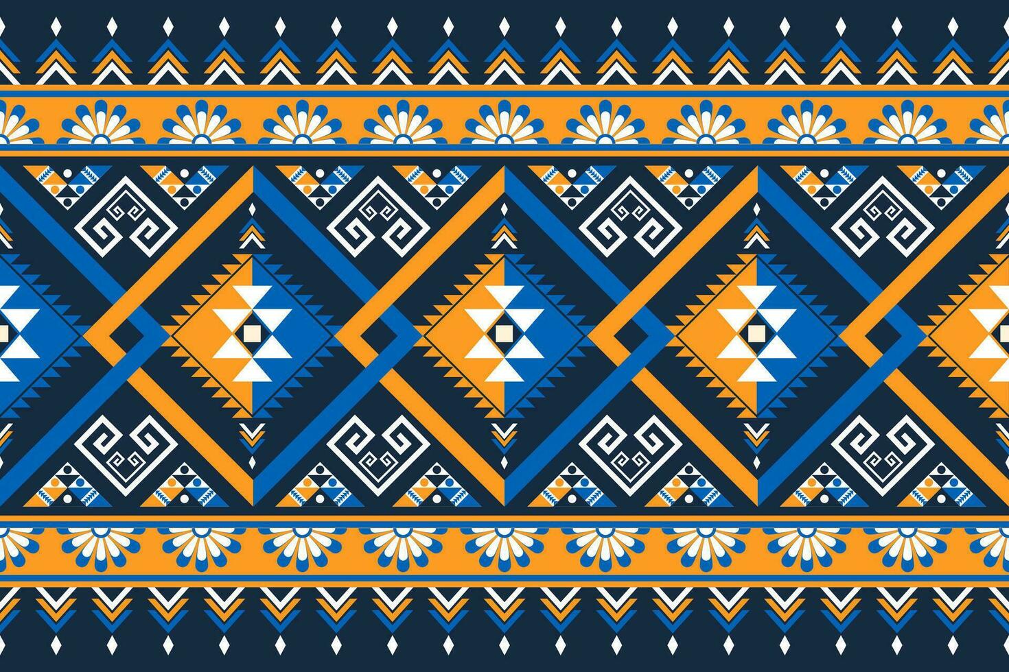 ethnic geometric seamless pattern. Geometric dark blue background. Design for fabric, clothes, decorative paper, wrapping, embroidery, illustration, vector, batik pattern, ethnic pattern vector