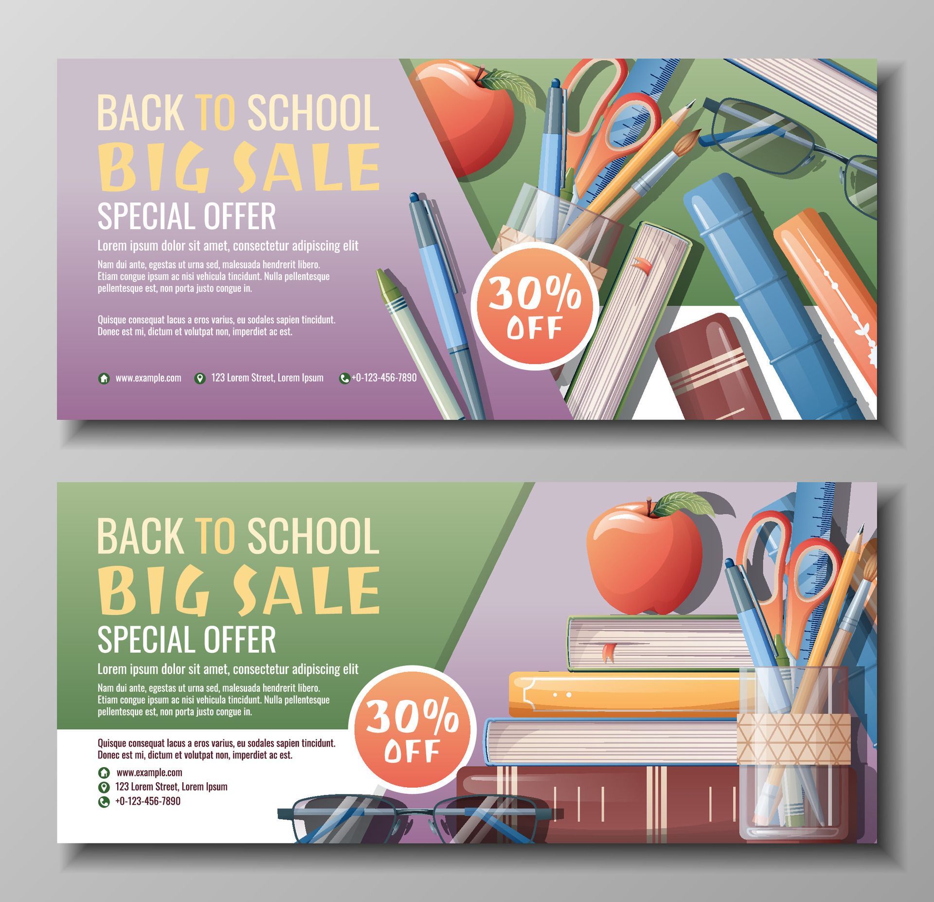 Offer Get Discount On School Supplies Online Flyer Template