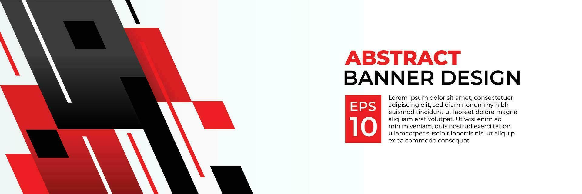 Abstract banner vector, modern background horizontal with geometric red white and black color for technology and sports theme vector
