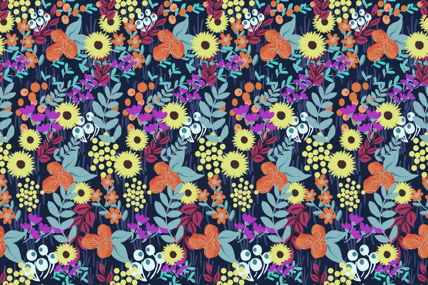 Abstract floral seamless patterns with chamomile. Trendy hand drawn textures. Modern abstract design for,paper, cover, fabric and other users vector