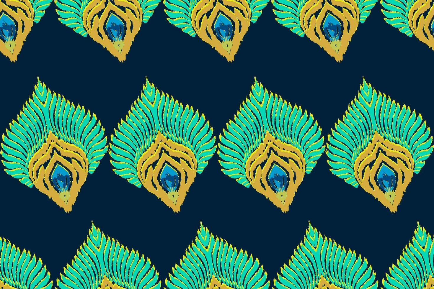 Ikat romance Ethnic Peacock tribal seamless pattern for wallpaper,decoration,fabric and textile, background, rug. vector