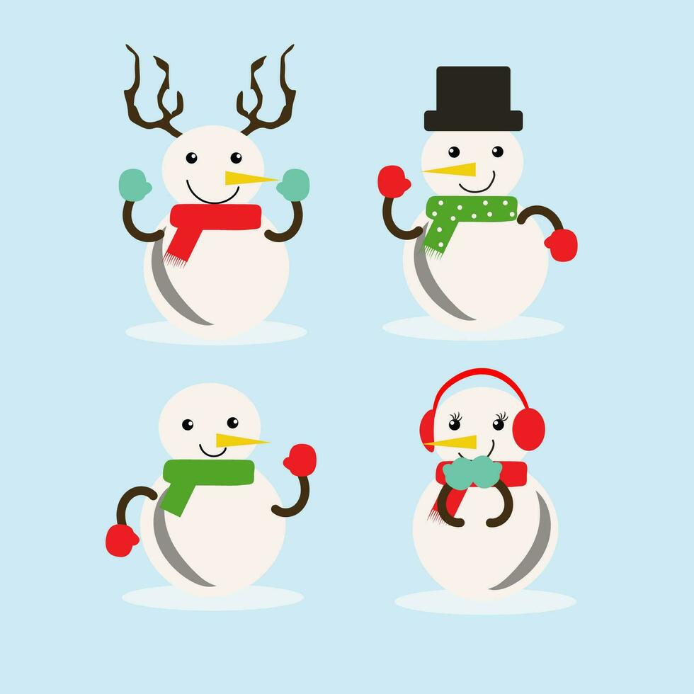 Cute Snowman Characters vector