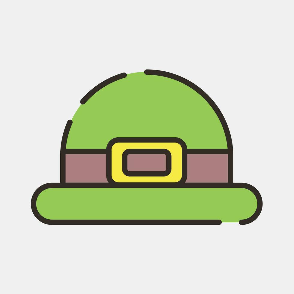 Icon leprechaun hat. St. Patrick's Day celebration elements. Icons in filled line style. Good for prints, posters, logo, party decoration, greeting card, etc. vector