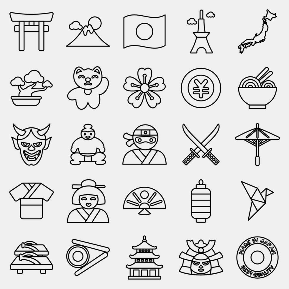 Icon set of japan. Japan elements. Icons in line style. Good for prints, posters, logo, advertisement, infographics, etc. vector