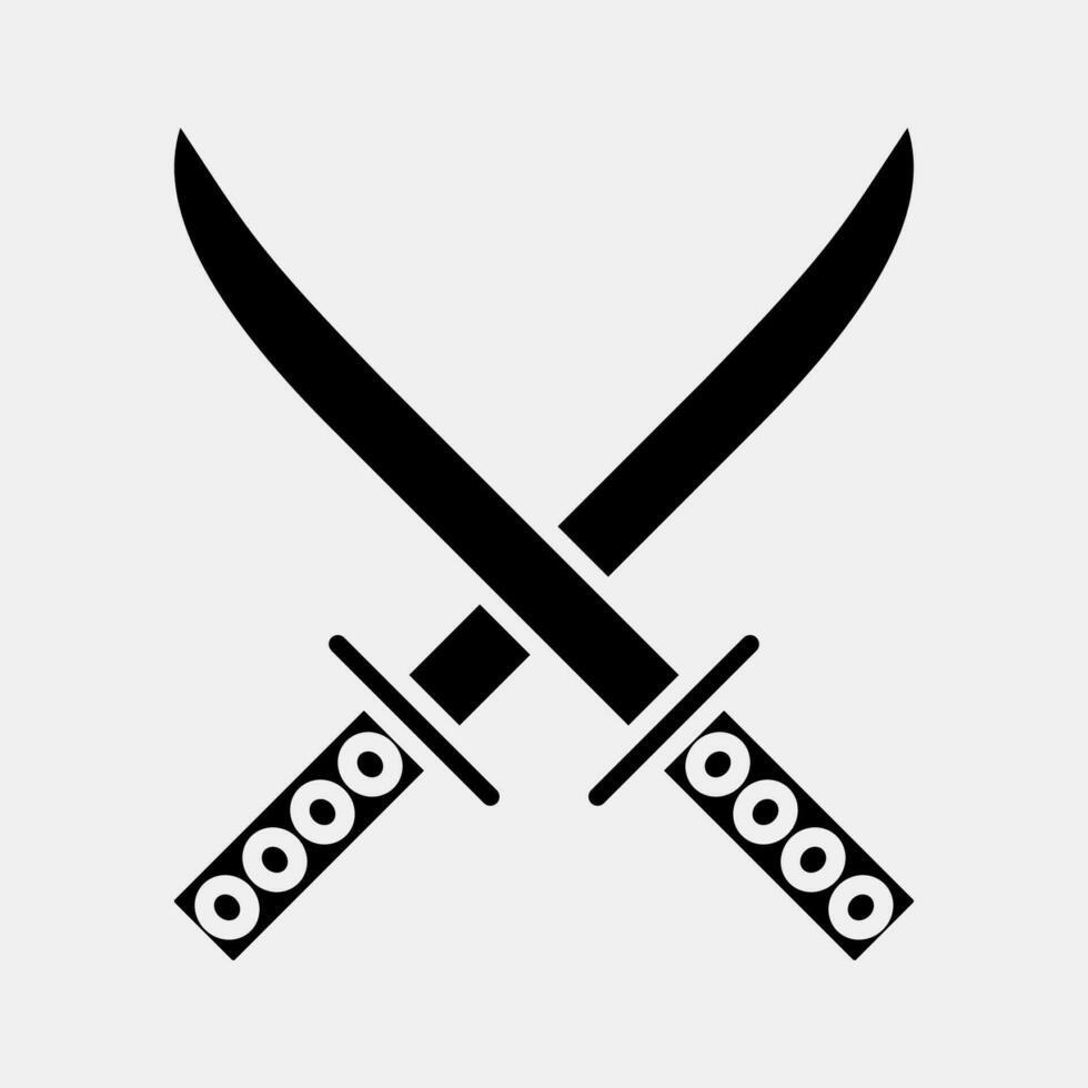 icono katana espada. Japón elementos. íconos en glifo estilo. bueno para huellas dactilares, carteles, logo, anuncio publicitario, infografía, etc. vector