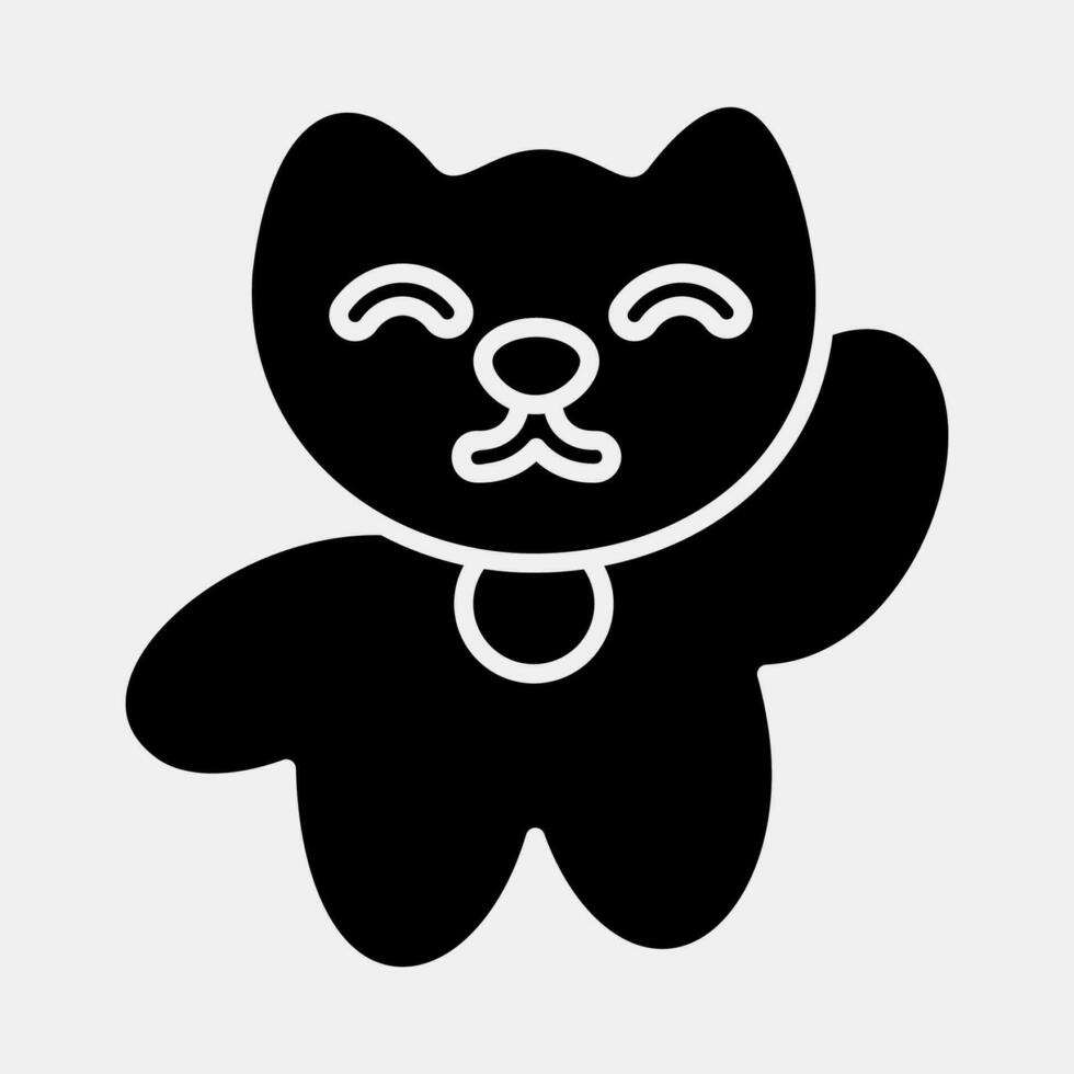 Icon maneki neko cat. Japan elements. Icons in glyph style. Good for