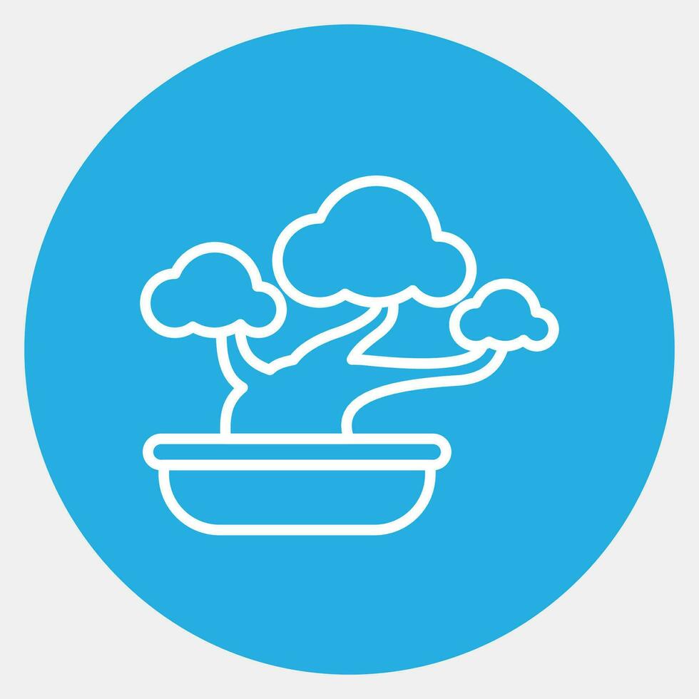 Icon bonsai. Japan elements. Icons in blue round style. Good for prints, posters, logo, advertisement, infographics, etc. vector