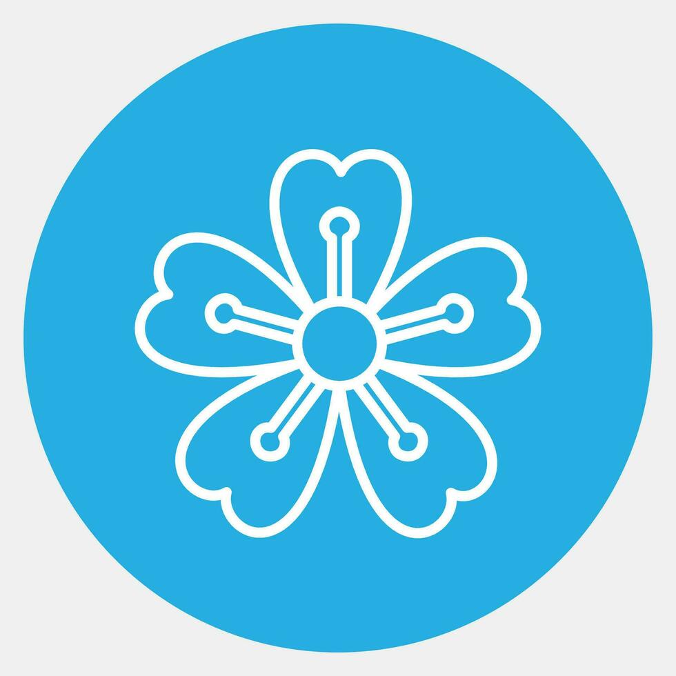 Icon sakura plum blossom. Japan elements. Icons in blue round style. Good for prints, posters, logo, advertisement, infographics, etc. vector