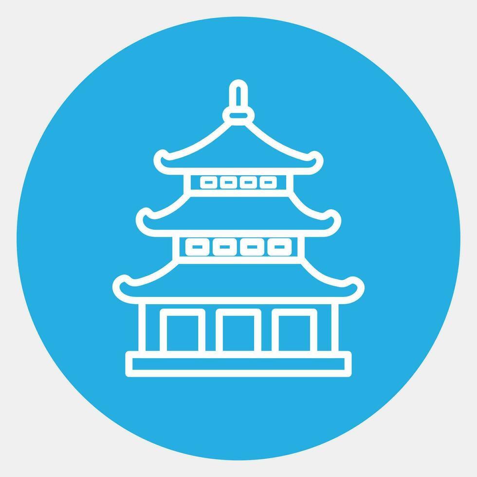 Icon pagoda. Japan elements. Icons in blue round style. Good for prints, posters, logo, advertisement, infographics, etc. vector