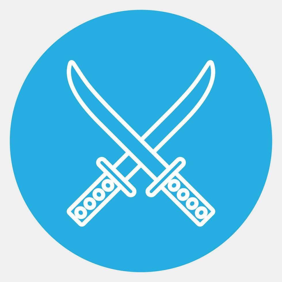 Icon katana sword. Japan elements. Icons in blue round style. Good for prints, posters, logo, advertisement, infographics, etc. vector