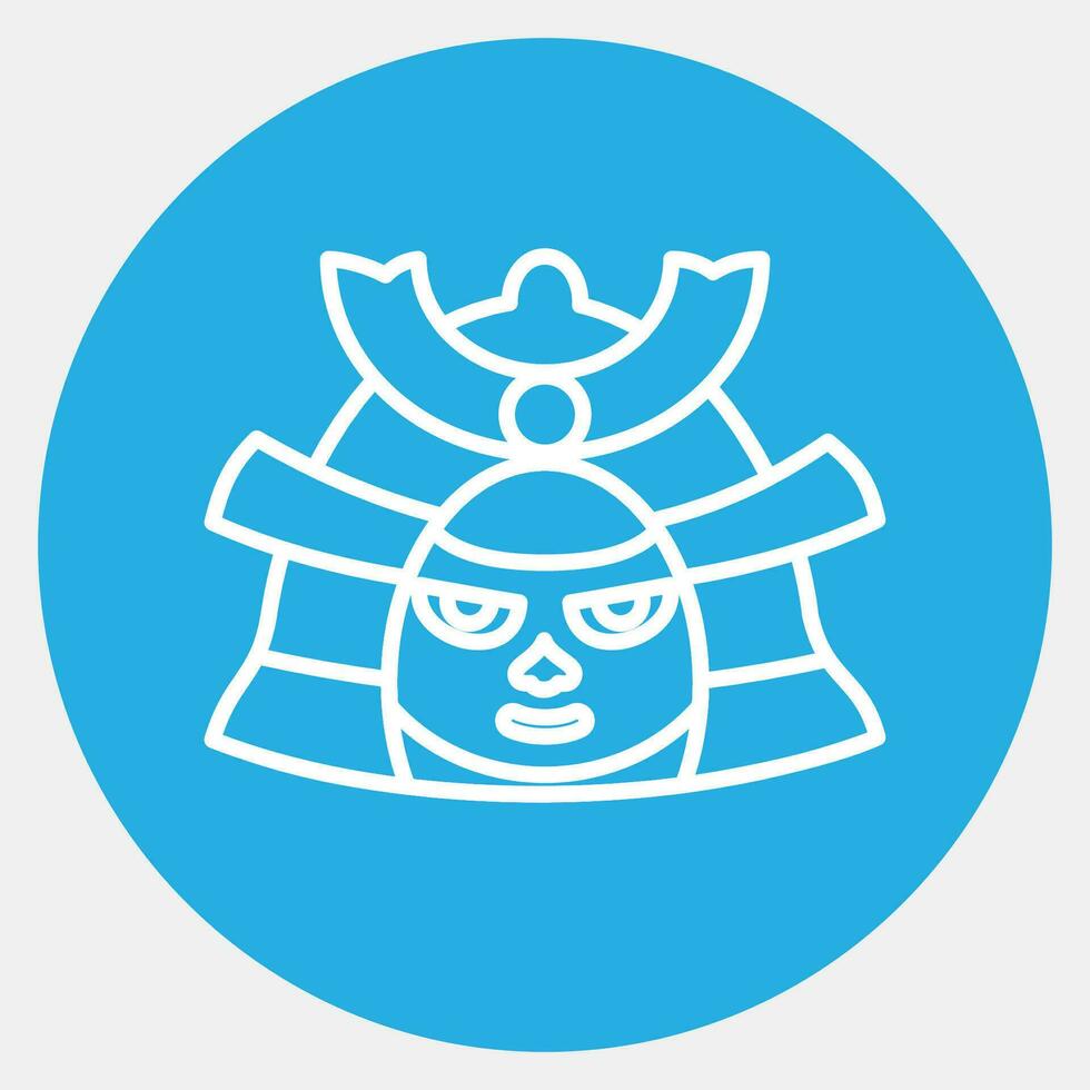 icono samurai. Japón elementos. íconos en azul redondo estilo. bueno para huellas dactilares, carteles, logo, anuncio publicitario, infografía, etc. vector