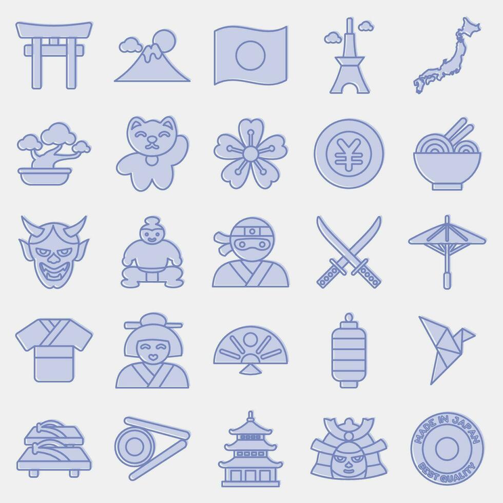Icon set of japan. Japan elements. Icons in two tone style. Good for prints, posters, logo, advertisement, infographics, etc. vector