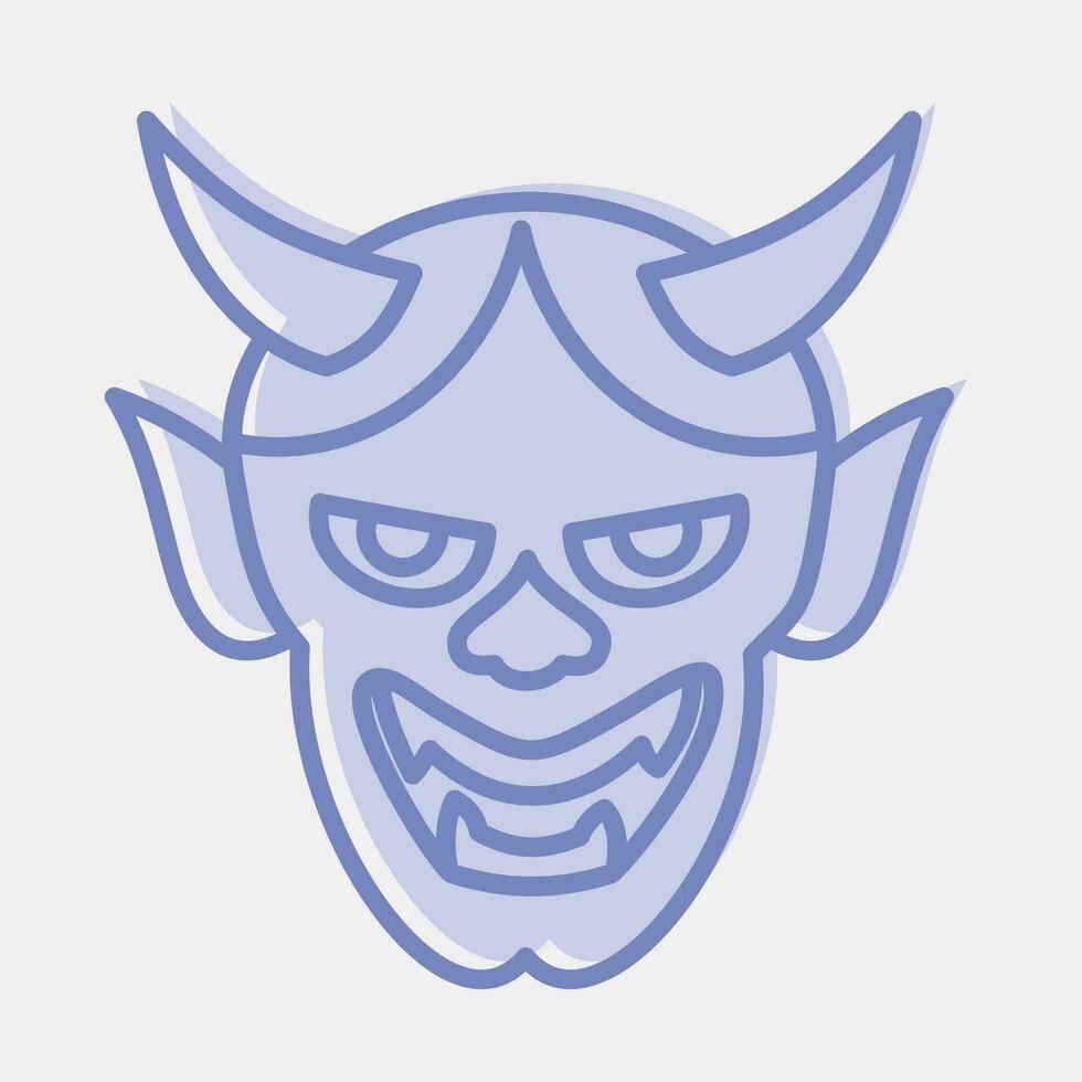 Icon hannya mask. Japan elements. Icons in two tone style. Good for prints, posters, logo, advertisement, infographics, etc. vector