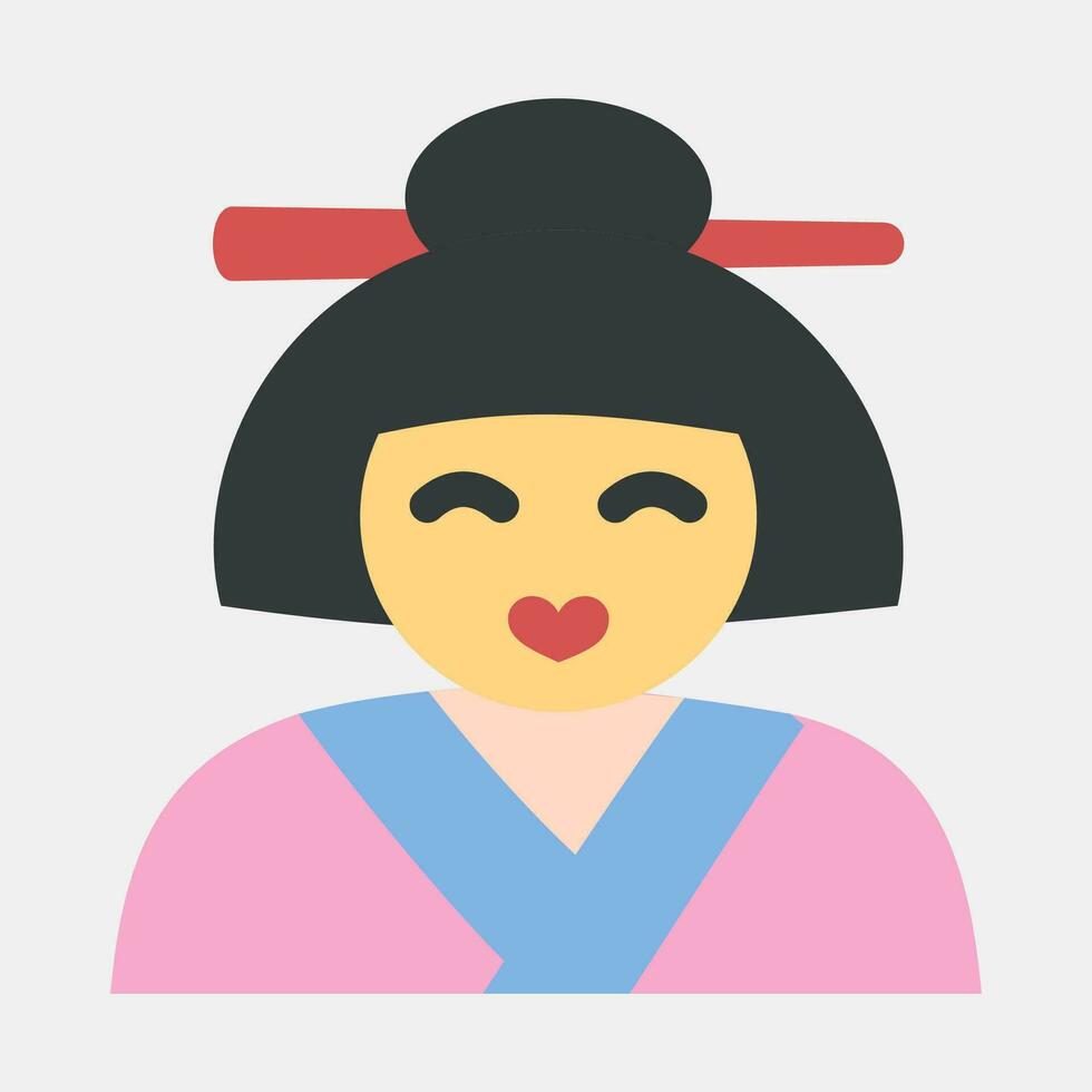 Icon geisha. Japan elements. Icons in flat style. Good for prints, posters, logo, advertisement, infographics, etc. vector