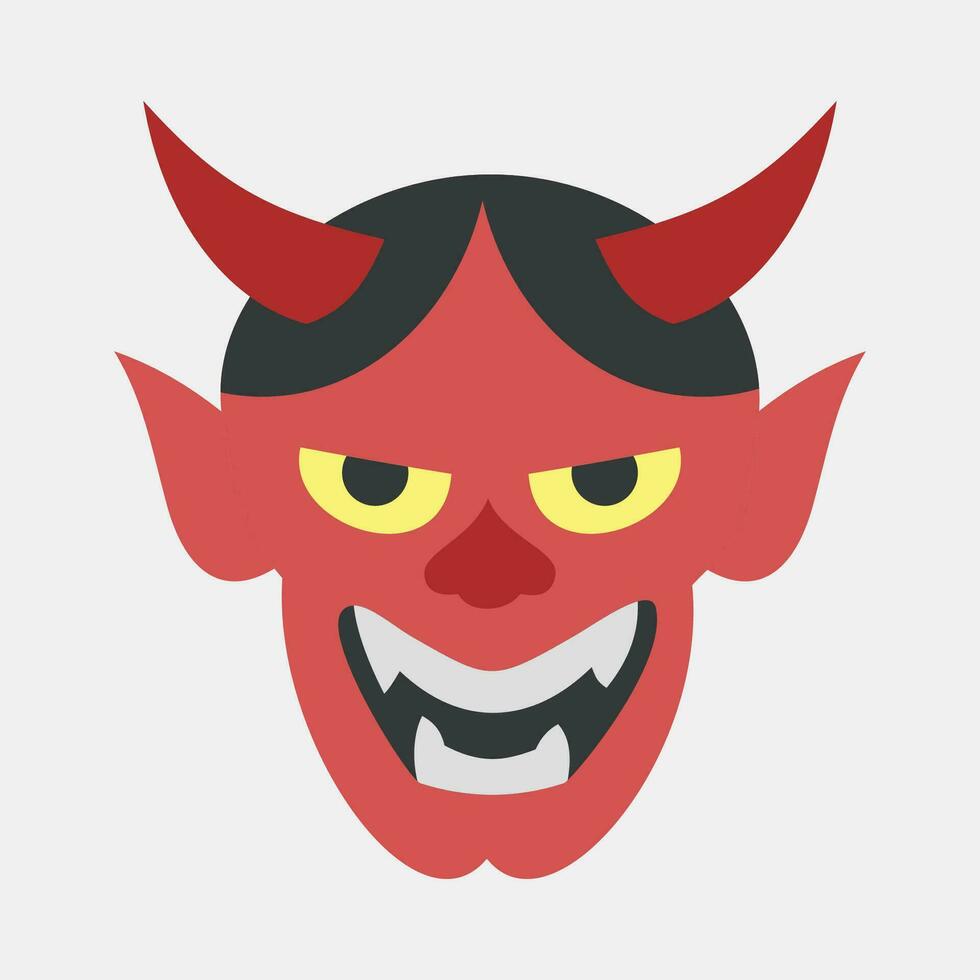 icono hannya mascarilla. Japón elementos. íconos en plano estilo. bueno para huellas dactilares, carteles, logo, anuncio publicitario, infografía, etc. vector