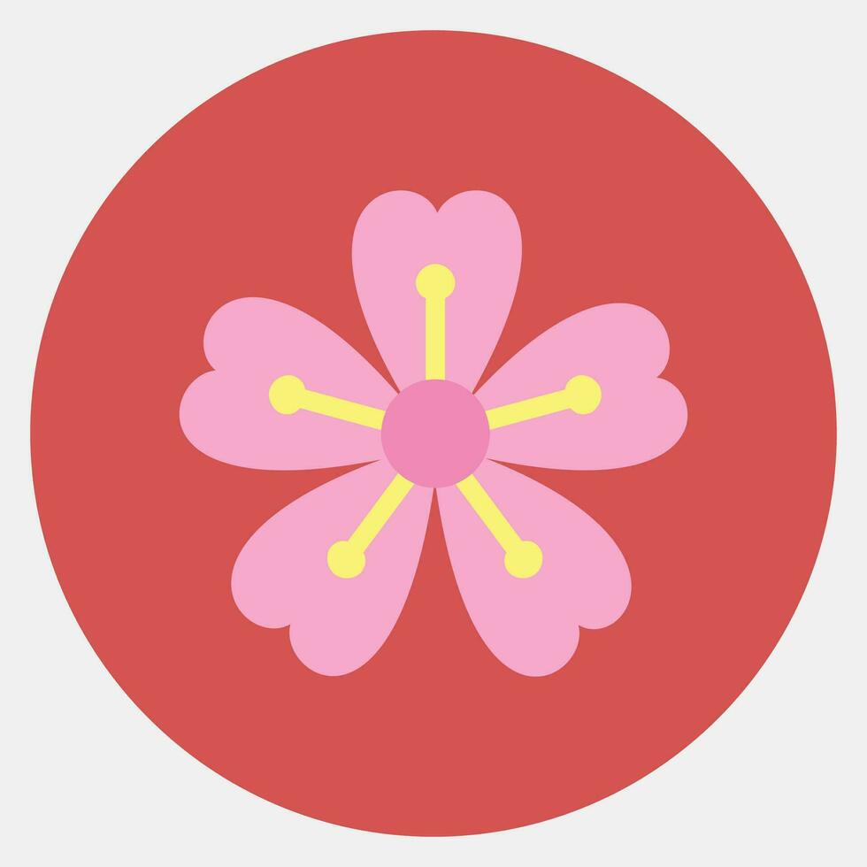 Icon sakura plum blossom. Japan elements. Icons in color mate style. Good for prints, posters, logo, advertisement, infographics, etc. vector
