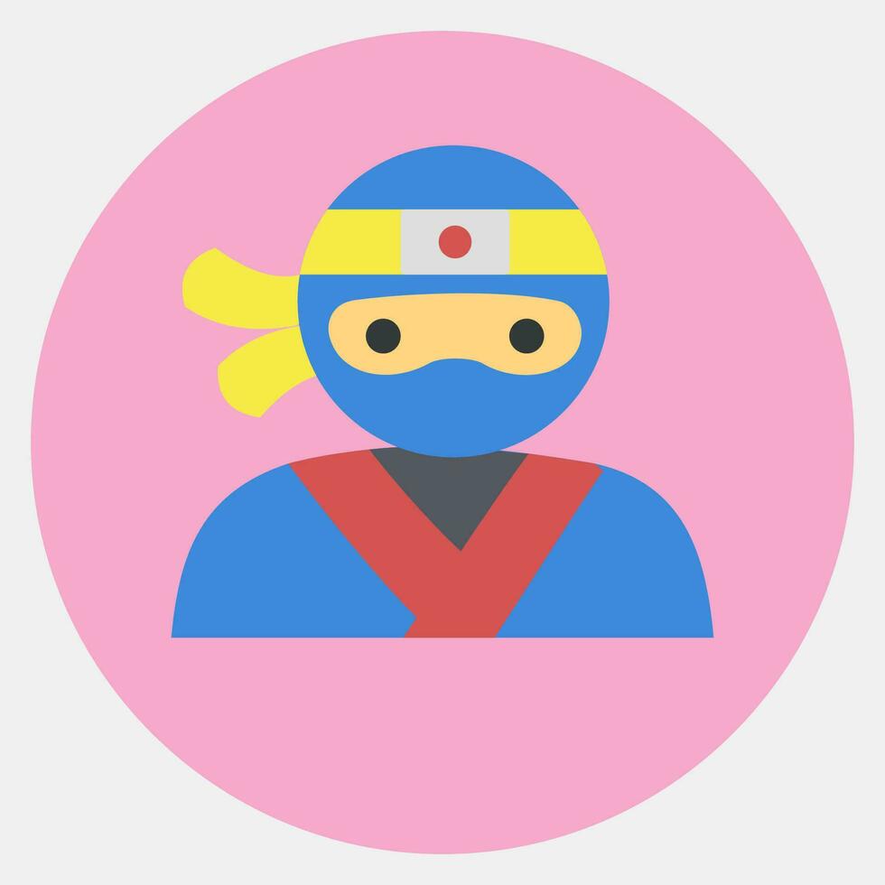 icono ninjas Japón elementos. íconos en color compañero estilo. bueno para huellas dactilares, carteles, logo, anuncio publicitario, infografía, etc. vector