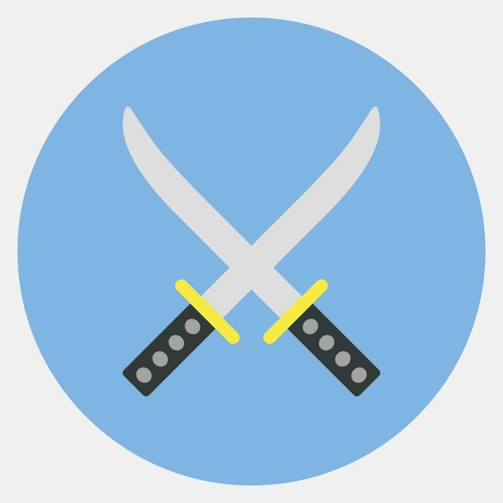 Icon katana sword. Japan elements. Icons in color mate style. Good for prints, posters, logo, advertisement, infographics, etc. vector