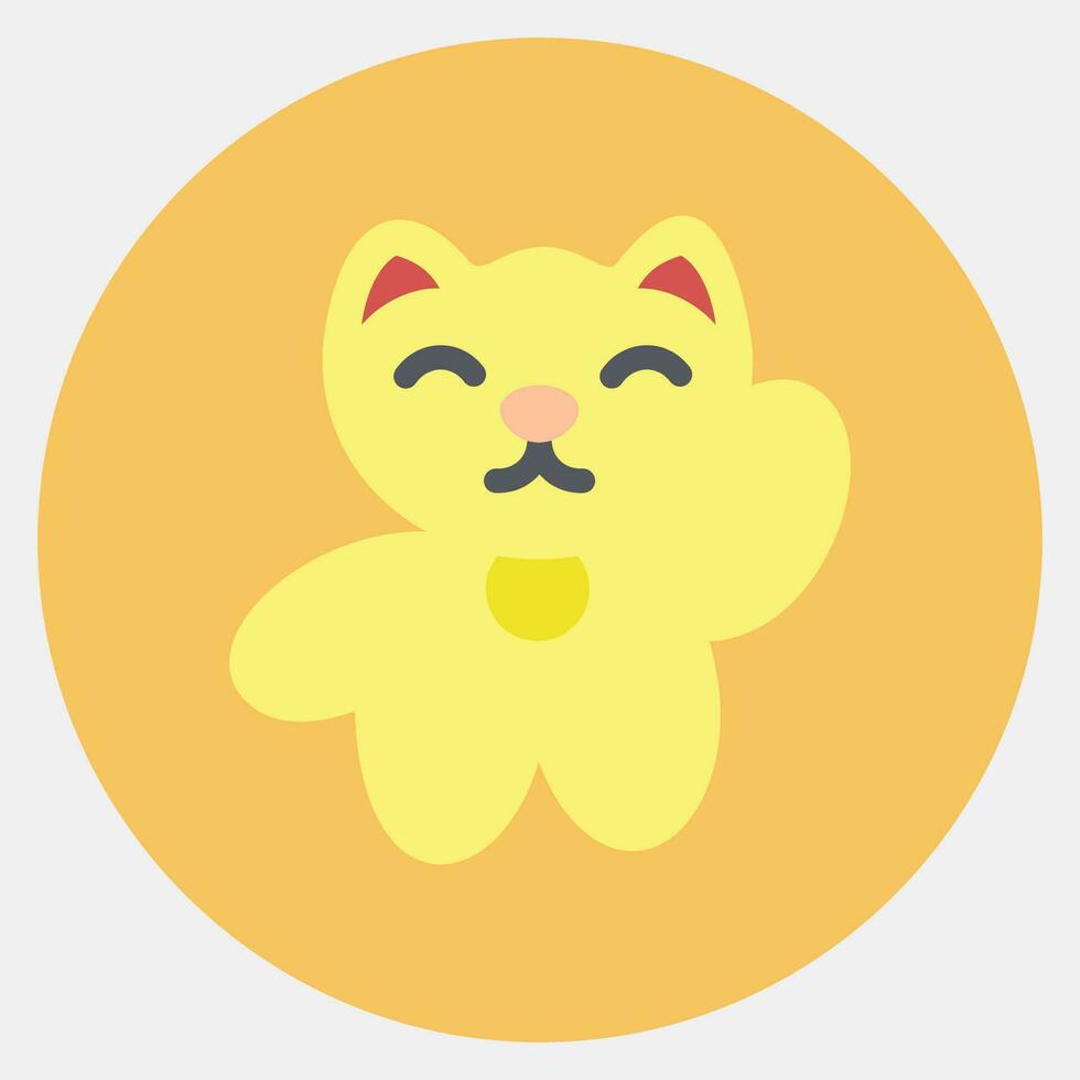 Icon maneki neko cat. Japan elements. Icons in color mate style. Good for prints, posters, logo, advertisement, infographics, etc. vector