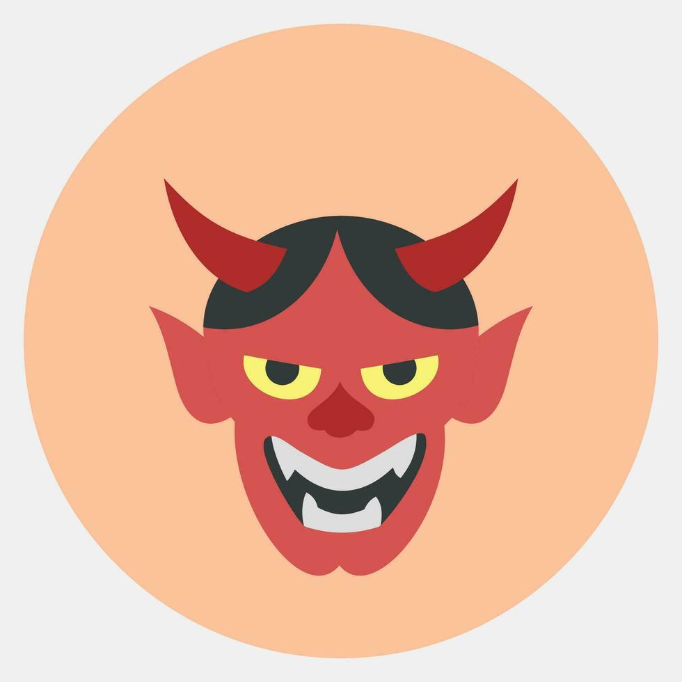 Icon hannya mask. Japan elements. Icons in color mate style. Good for prints, posters, logo, advertisement, infographics, etc. vector