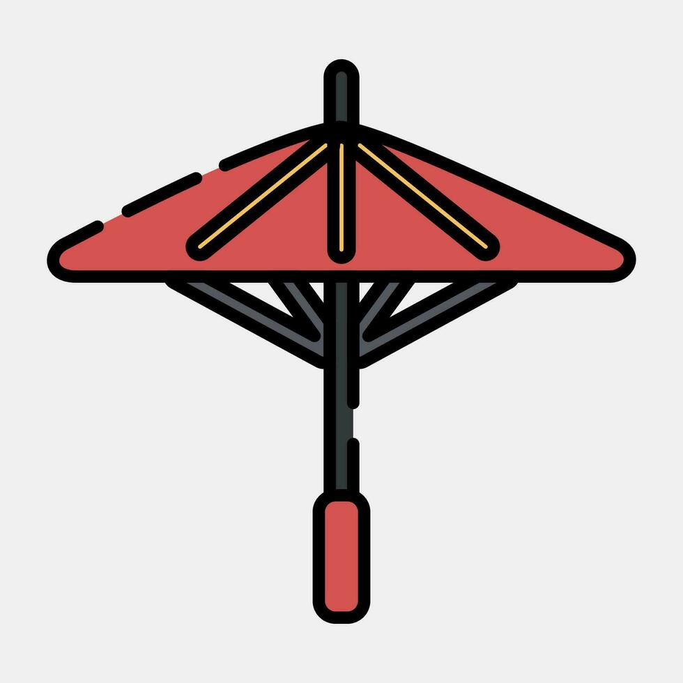 Icon japanese umbrella. Japan elements. Icons in filled line style. Good for prints, posters, logo, advertisement, infographics, etc. vector