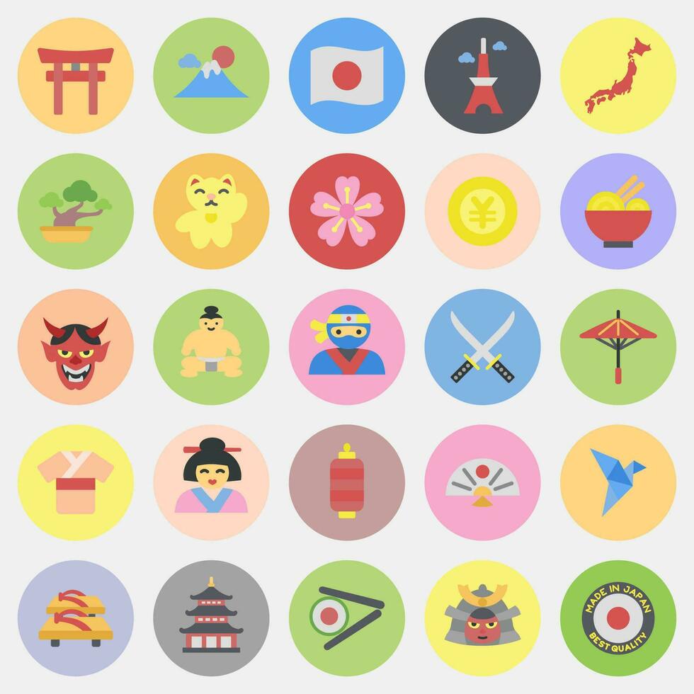 Icon set of japan. Japan elements. Icons in color mate style. Good for prints, posters, logo, advertisement, infographics, etc. vector