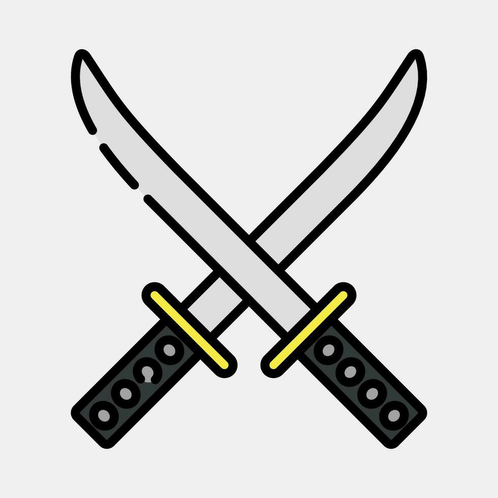Icon katana sword. Japan elements. Icons in filled line style. Good for prints, posters, logo, advertisement, infographics, etc. vector