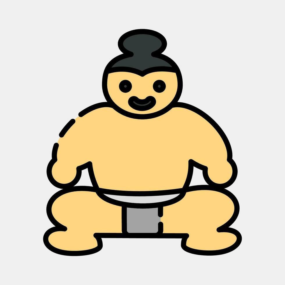 icono sumo. Japón elementos. íconos en lleno línea estilo. bueno para huellas dactilares, carteles, logo, anuncio publicitario, infografía, etc. vector