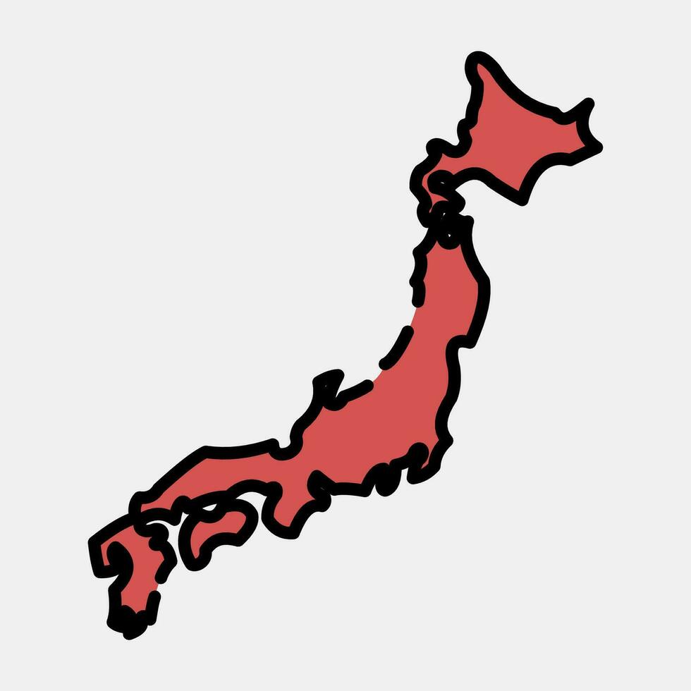 Icon japan map. Japan elements. Icons in filled line style. Good for prints, posters, logo, advertisement, infographics, etc. vector