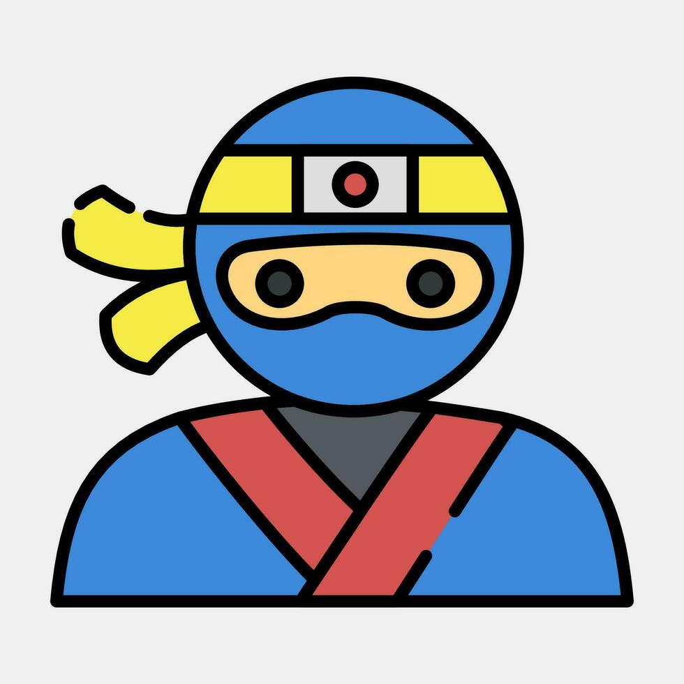 Icon ninja. Japan elements. Icons in filled line style. Good for prints, posters, logo, advertisement, infographics, etc. vector