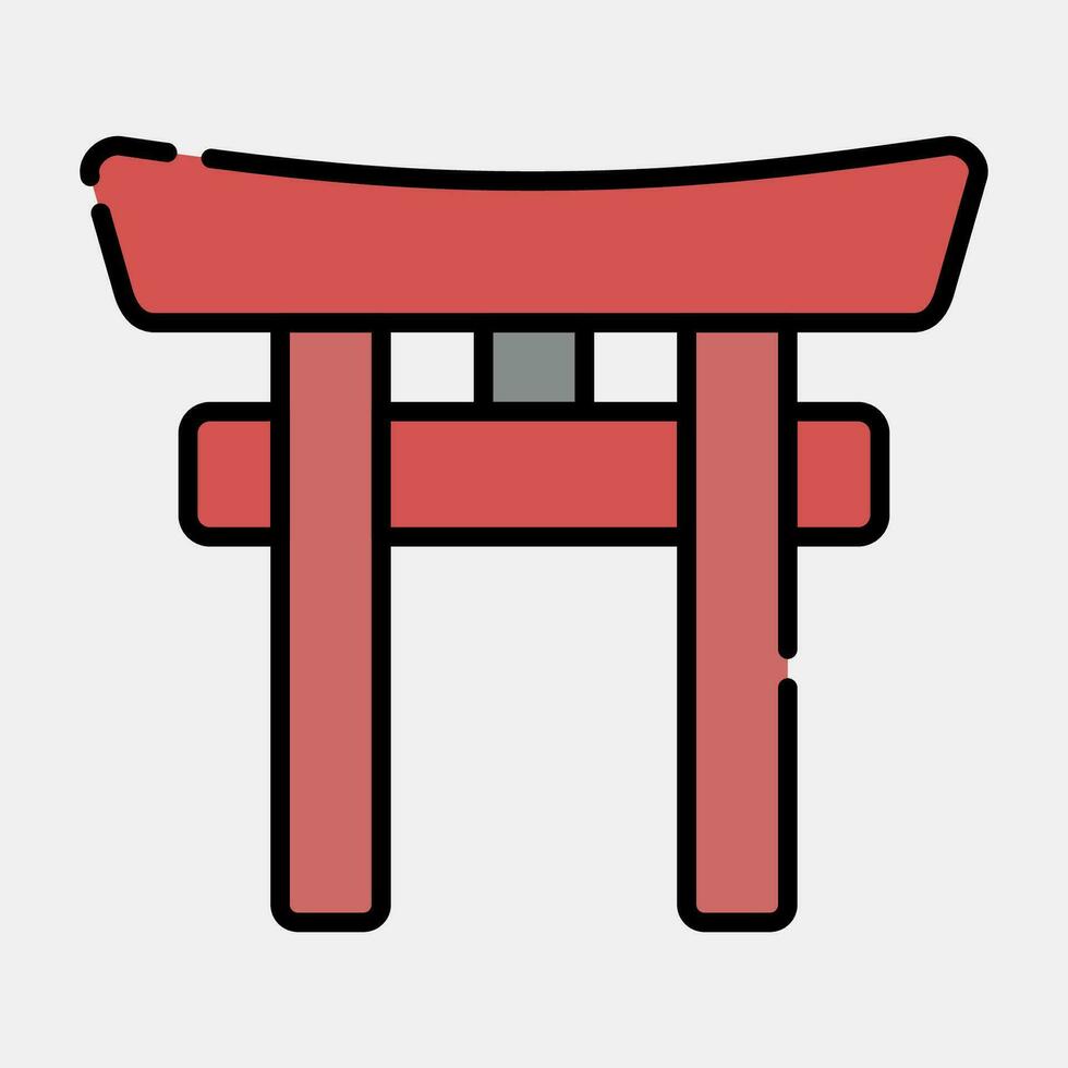 Icon torii gate. Japan elements. Icons in filled line style. Good for prints, posters, logo, advertisement, infographics, etc. vector