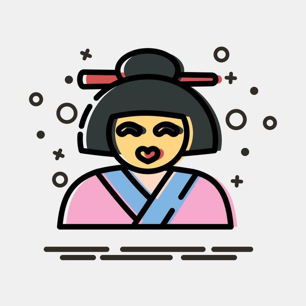 Icon geisha. Japan elements. Icons in MBE style. Good for prints, posters, logo, advertisement, infographics, etc. vector