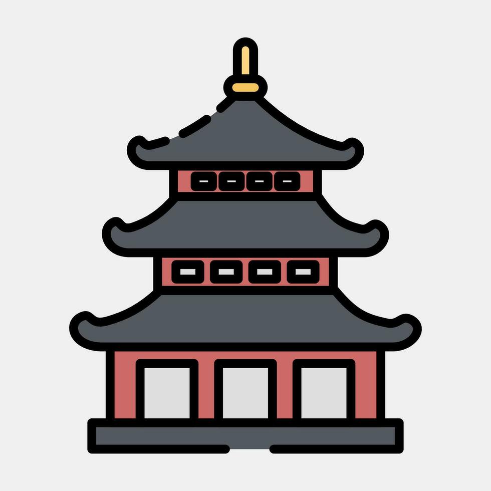 icono pagoda. Japón elementos. íconos en lleno línea estilo. bueno para huellas dactilares, carteles, logo, anuncio publicitario, infografía, etc. vector