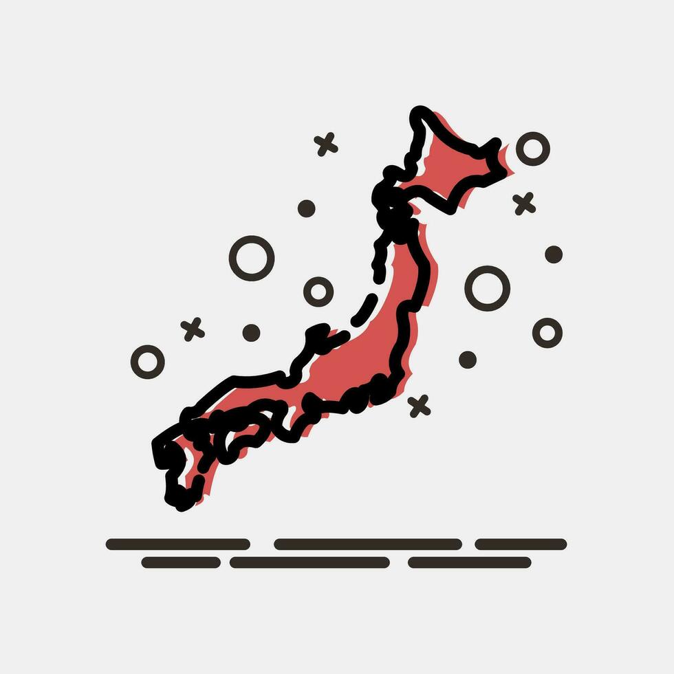 icono Japón mapa. Japón elementos. íconos en mbe estilo. bueno para huellas dactilares, carteles, logo, anuncio publicitario, infografía, etc. vector