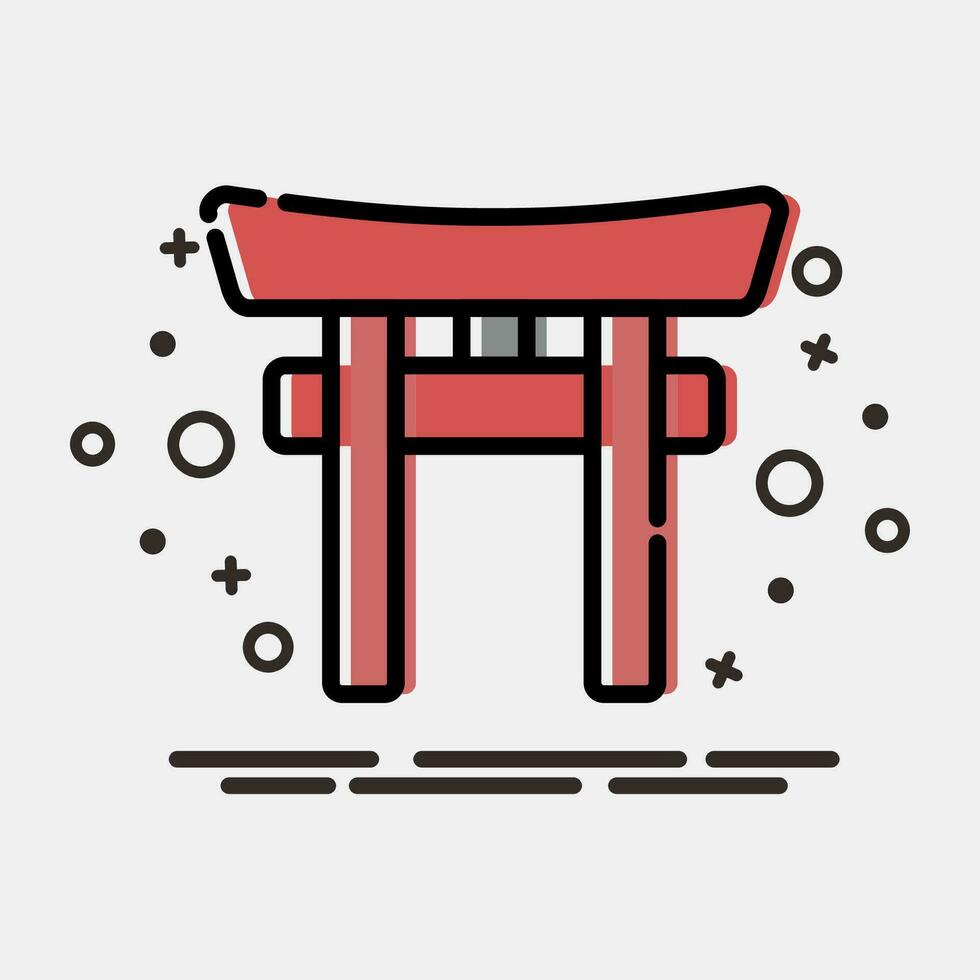 Icon torii gate. Japan elements. Icons in MBE style. Good for prints, posters, logo, advertisement, infographics, etc. vector