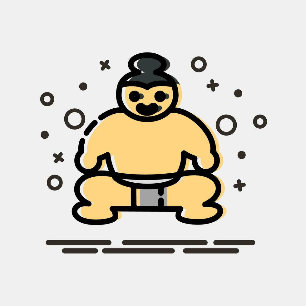 Icon sumo. Japan elements. Icons in MBE style. Good for prints, posters, logo, advertisement, infographics, etc. vector