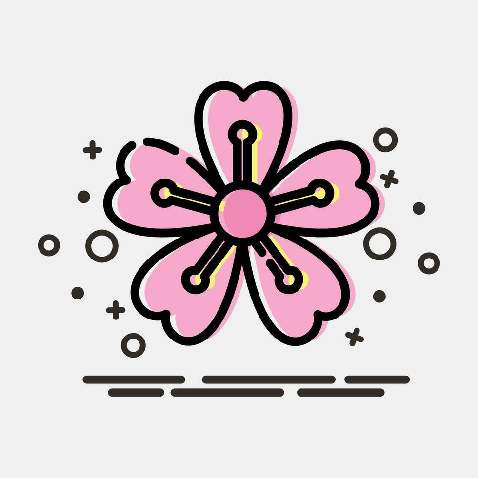 Icon sakura plum blossom. Japan elements. Icons in MBE style. Good for prints, posters, logo, advertisement, infographics, etc. vector