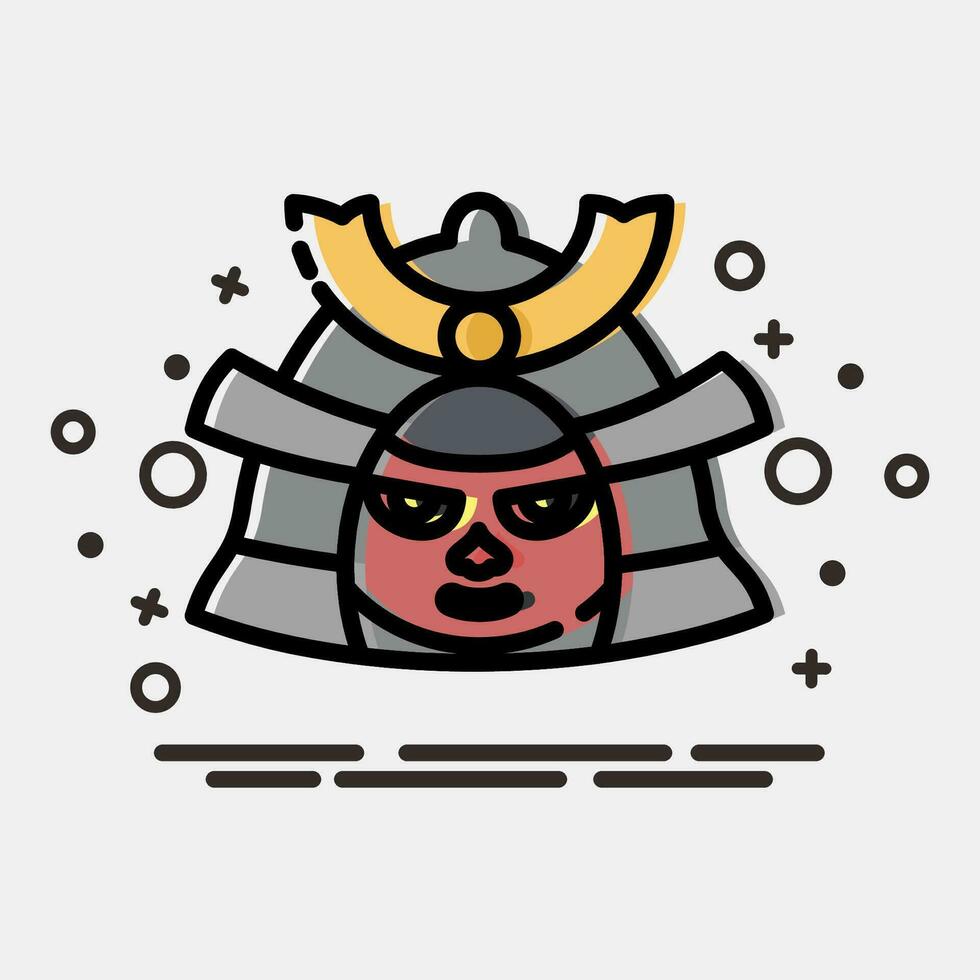 icono samurai. Japón elementos. íconos en mbe estilo. bueno para huellas dactilares, carteles, logo, anuncio publicitario, infografía, etc. vector